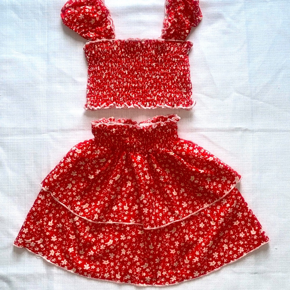 Girls Summer Floral top and skirt set